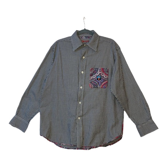 Robert Graham Medium Mens White Black Cotton Check Long Sleeve Button Up Shirt - Picture 1 of 10